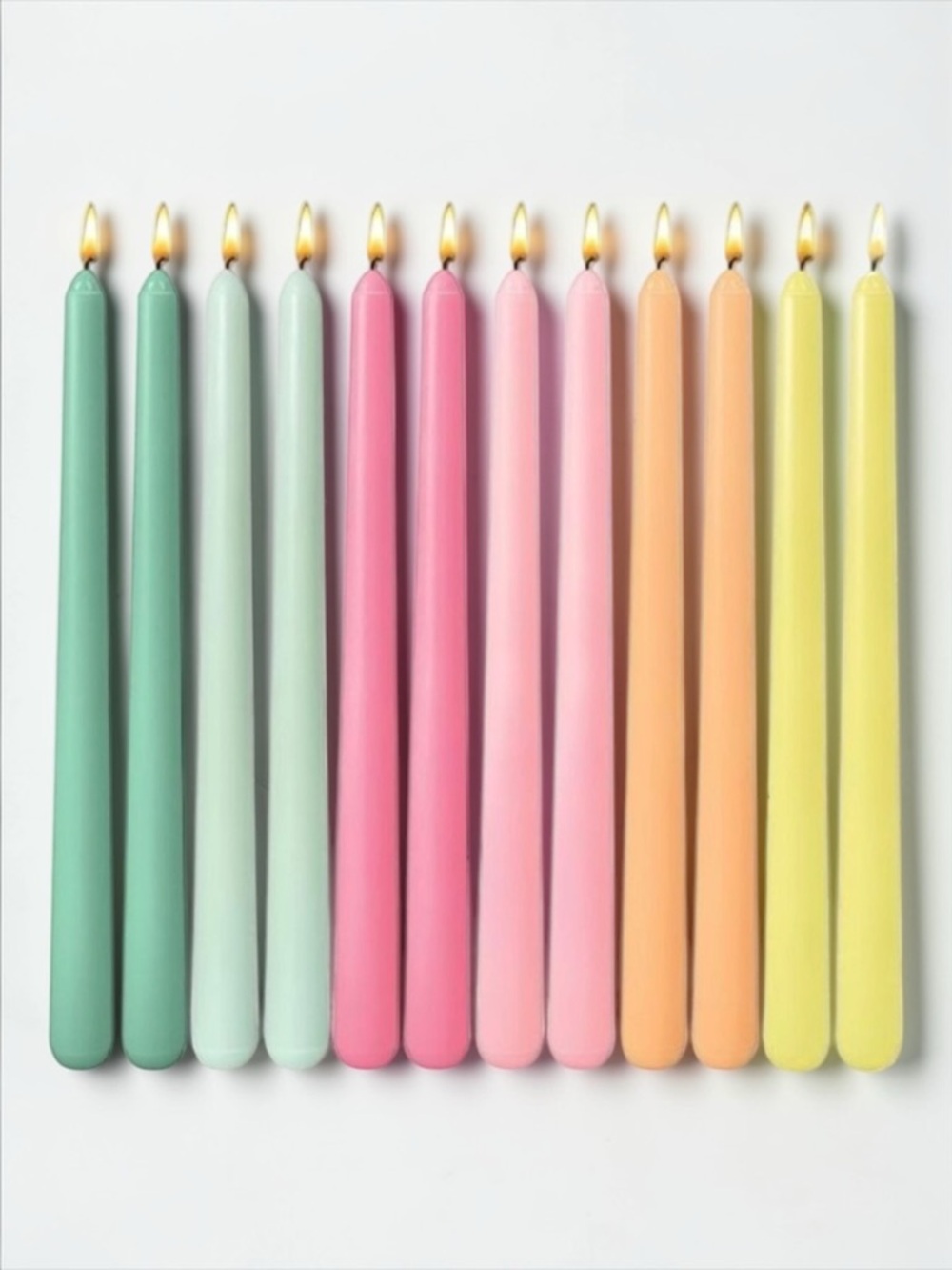 Pastel Rainbow Taper Candles Set of 12 Colorful Dinner Candles NWT